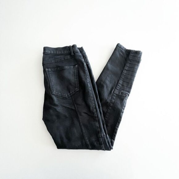 Free People Womens Casual Coated Denim Jeans Skinny Mid Rise Black Size 28 - Picture 1 of 10